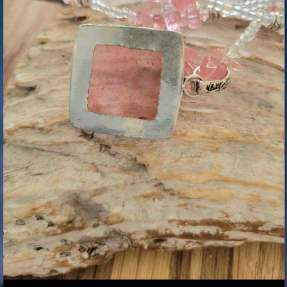 Gorgeous Pinkish And Silver Sheer Rubellite Beaded Pendant Necklace. - Picture 5 of 5